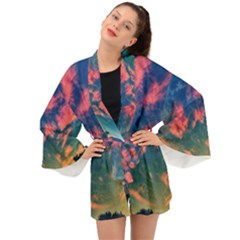  Brushstroke Skies Long Sleeve Kimono by okhismakingart