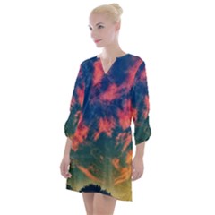  Brushstroke Skies Open Neck Shift Dress