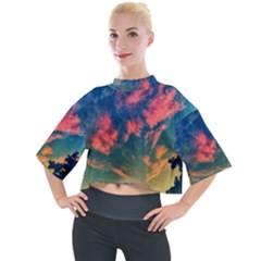  Brushstroke Skies Mock Neck Tee