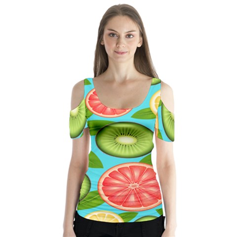 Fruit Love Butterfly Sleeve Cutout Tee  by designsbymallika