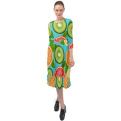 Fruit Love Ruffle End Midi Chiffon Dress by designsbymallika