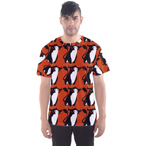  Bull In Comic Style Pattern - Mad Farming Animals Men s Sport Mesh Tee by DinzDas