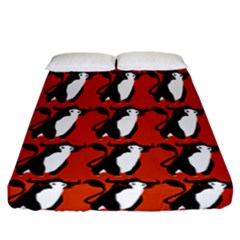  Bull In Comic Style Pattern - Mad Farming Animals Fitted Sheet (california King Size) by DinzDas