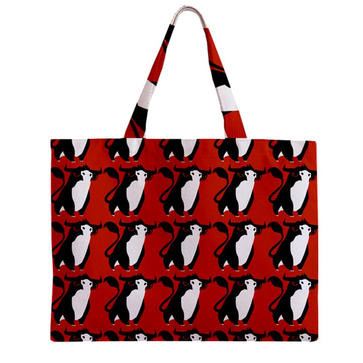  Bull In Comic Style Pattern - Mad Farming Animals Zipper Mini Tote Bag