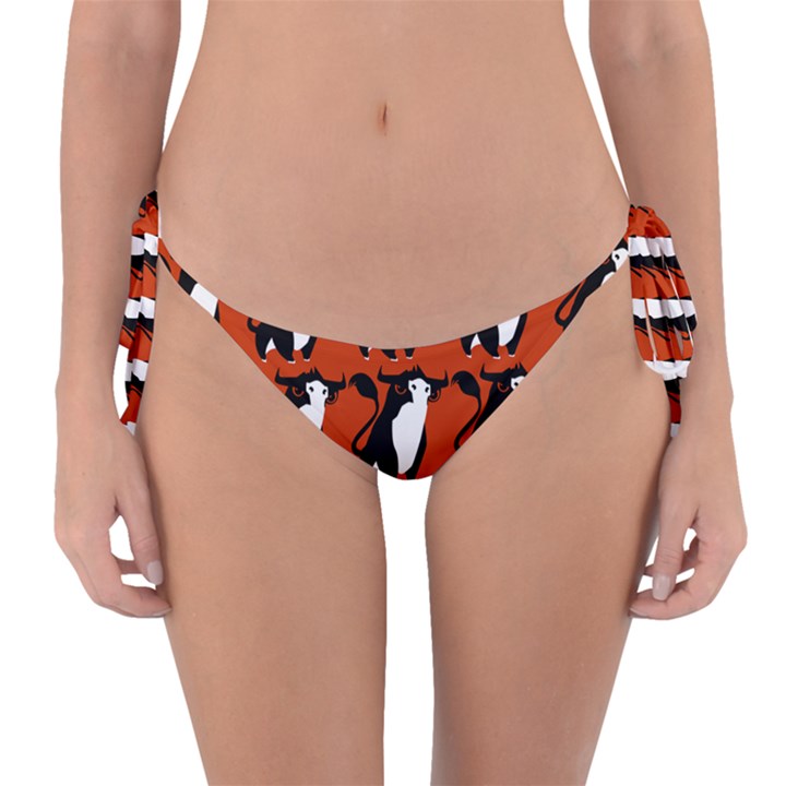  Bull In Comic Style Pattern - Mad Farming Animals Reversible Bikini Bottom