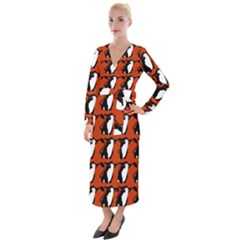  Bull In Comic Style Pattern - Mad Farming Animals Velvet Maxi Wrap Dress by DinzDas