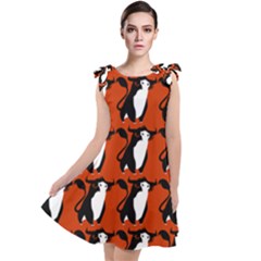  Bull In Comic Style Pattern - Mad Farming Animals Tie Up Tunic Dress by DinzDas