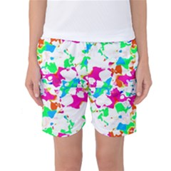 Bright Multicolored Abstract Print Women s Basketball Shorts by dflcprintsclothing