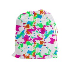 Bright Multicolored Abstract Print Drawstring Pouch (xl) by dflcprintsclothing