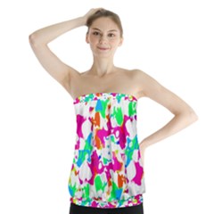 Bright Multicolored Abstract Print Strapless Top