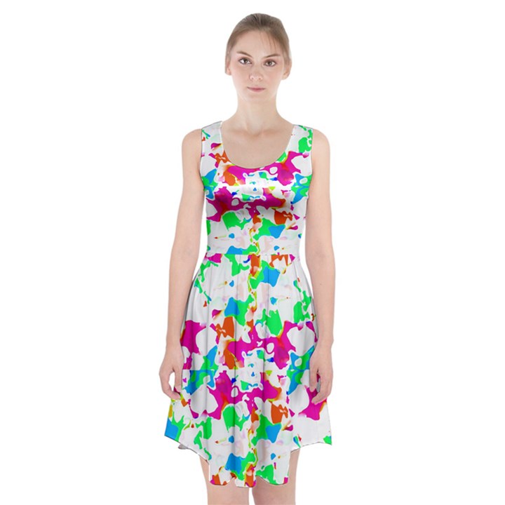 Bright Multicolored Abstract Print Racerback Midi Dress