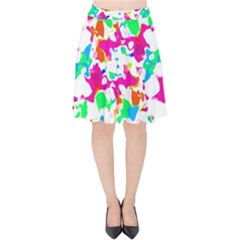 Bright Multicolored Abstract Print Velvet High Waist Skirt by dflcprintsclothing