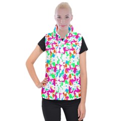 Bright Multicolored Abstract Print Women s Button Up Vest by dflcprintsclothing