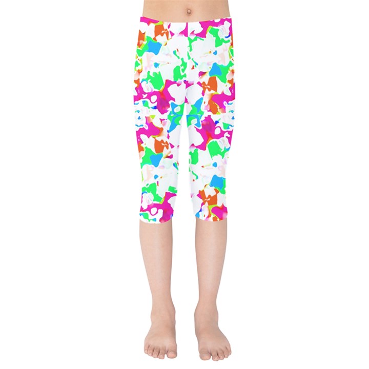 Bright Multicolored Abstract Print Kids  Capri Leggings 