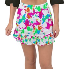 Bright Multicolored Abstract Print Fishtail Mini Chiffon Skirt by dflcprintsclothing