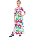 Bright Multicolored Abstract Print Kids  Quarter Sleeve Maxi Dress View1