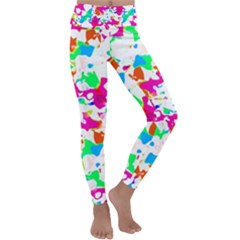 Bright Multicolored Abstract Print Kids  Lightweight Velour Classic Yoga Leggings