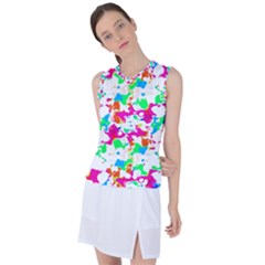 Bright Multicolored Abstract Print Women s Sleeveless Sports Top