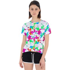 Bright Multicolored Abstract Print Open Back Sport Tee