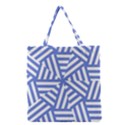 Geometric blue and white lines, stripes pattern Grocery Tote Bag View1