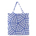 Geometric blue and white lines, stripes pattern Grocery Tote Bag View2