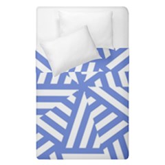 Geometric Blue And White Lines, Stripes Pattern Duvet Cover Double Side (single Size) by Casemiro