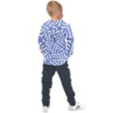 Geometric blue and white lines, stripes pattern Kids  Overhead Hoodie View2