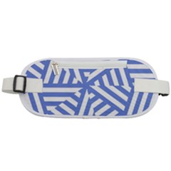 Geometric Blue And White Lines, Stripes Pattern Rounded Waist Pouch