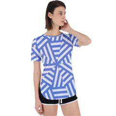 Geometric Blue And White Lines, Stripes Pattern Perpetual Short Sleeve T-shirt