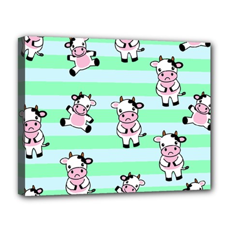 Cow Pattern Canvas 14  X 11  (stretched) by designsbymallika