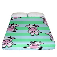 Cow Pattern Fitted Sheet (king Size) by designsbymallika