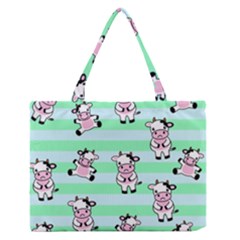 Cow Pattern Zipper Medium Tote Bag by designsbymallika