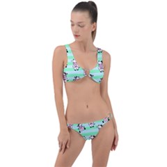 Cow Pattern Ring Detail Crop Bikini Set by designsbymallika