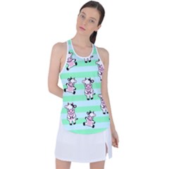 Cow Pattern Racer Back Mesh Tank Top