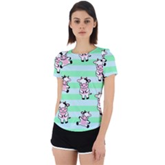 Cow Pattern Back Cut Out Sport Tee by designsbymallika