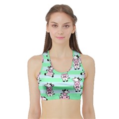 Cow Pattern Sports Bra With Border by designsbymallika