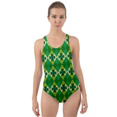 St Patricks Pattern Cut-out Back One Piece Swimsuit by designsbymallika