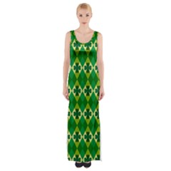 St Patricks Pattern Thigh Split Maxi Dress by designsbymallika