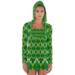 St Patricks Pattern Long Sleeve Hooded T-shirt by designsbymallika