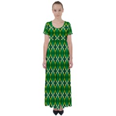 St Patricks Pattern High Waist Short Sleeve Maxi Dress by designsbymallika