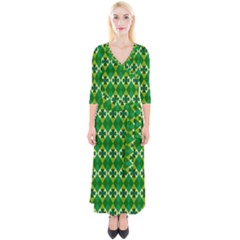 St Patricks Pattern Quarter Sleeve Wrap Maxi Dress by designsbymallika