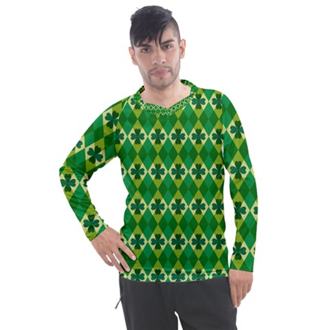 St Patricks Pattern Men s Pique Long Sleeve Tee by designsbymallika