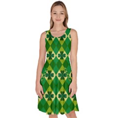 St Patricks Pattern Knee Length Skater Dress With Pockets by designsbymallika