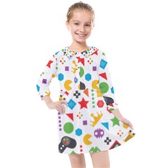 Gamer Kids  Quarter Sleeve Shirt Dress by designsbymallika