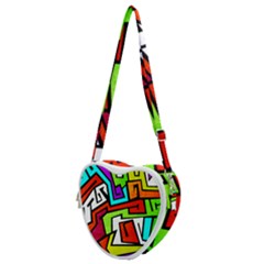 Graffitti Pattern Heart Shoulder Bag