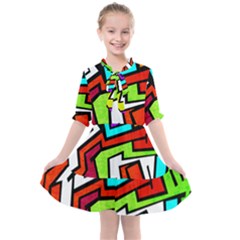 Graffitti Pattern Kids  All Frills Chiffon Dress by designsbymallika