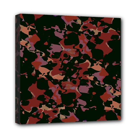 Red Dark Camo Abstract Print Mini Canvas 8  X 8  (stretched) by dflcprintsclothing