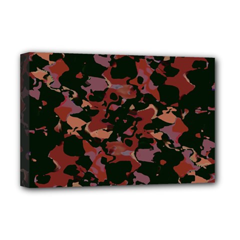 Red Dark Camo Abstract Print Deluxe Canvas 18  X 12  (stretched) by dflcprintsclothing