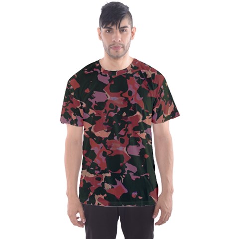 Red Dark Camo Abstract Print Men s Sport Mesh Tee by dflcprintsclothing