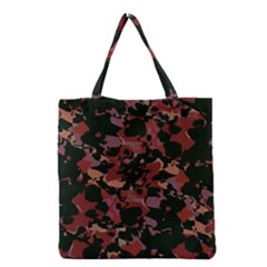 Red Dark Camo Abstract Print Grocery Tote Bag by dflcprintsclothing